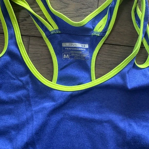 Layer 8 Blue and Green Sleeveless Tank Top - Picture 3 of 3